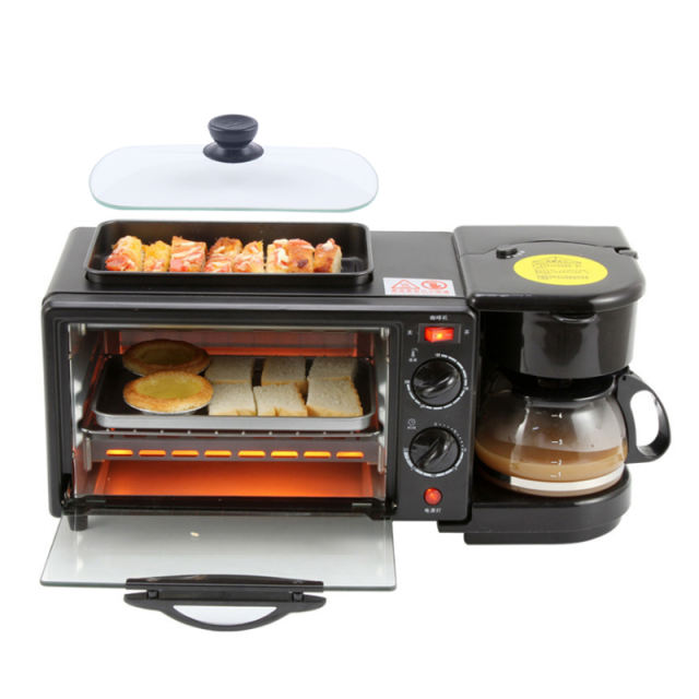 3 In 1 Electric Breakfast Machine Multifunction Coffee maker frying pan  mini oven