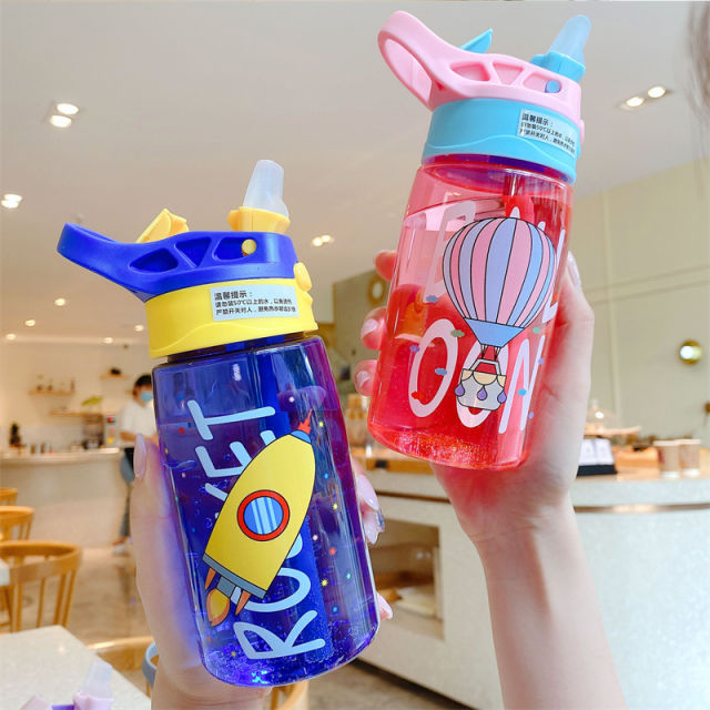 480ML Kids Water Cup Creative Cartoon Baby Feeding Cups With Straws  Leakproof Water Bottles Outdoor Portable Children's Cups