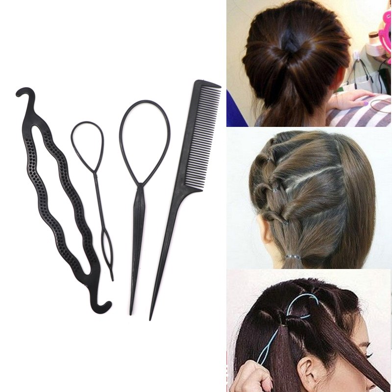 Buy 4pcs Set Black Plastic Diy Styling Tools Pull Hair Clips For