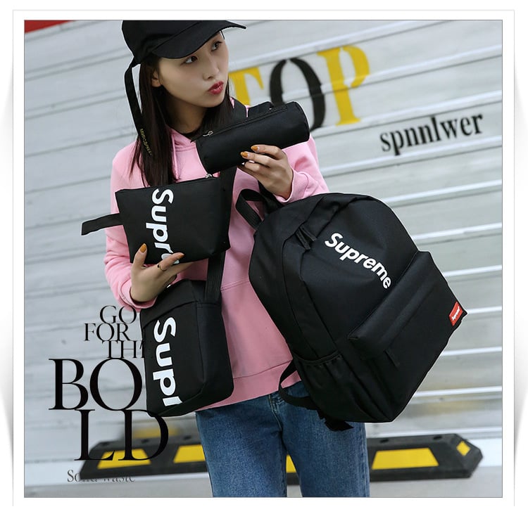 SUPREME original bag 4 pcs set Backpack school bag 2018 new casual youth bag  set