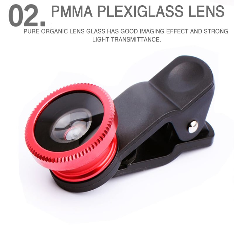 3-in-1 Universal Clip-On Camera Lens Kit for Smartphone: Wide Angle, Macro, Fisheye