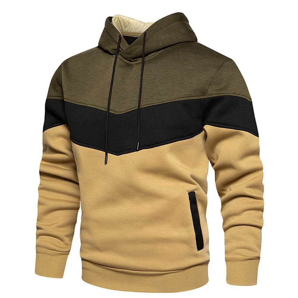 New multi panel Hoodie men s long sleeve Hoodie autumn winter warm Plush Hooded Sweatshirt casual coat