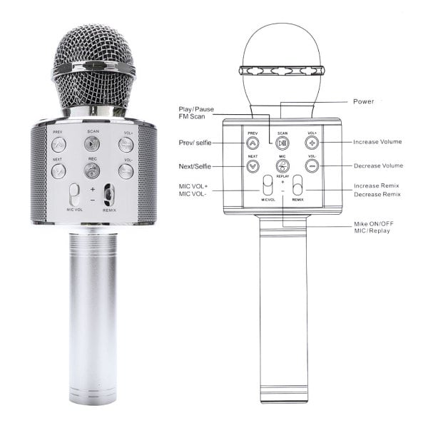 Portable Bluetooth Karaoke Microphone Wireless Professional Speaker Home KTV Handheld Microphone WS858