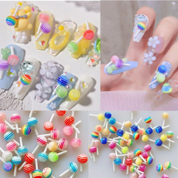 Candy Dot Lollipop Nail Art 