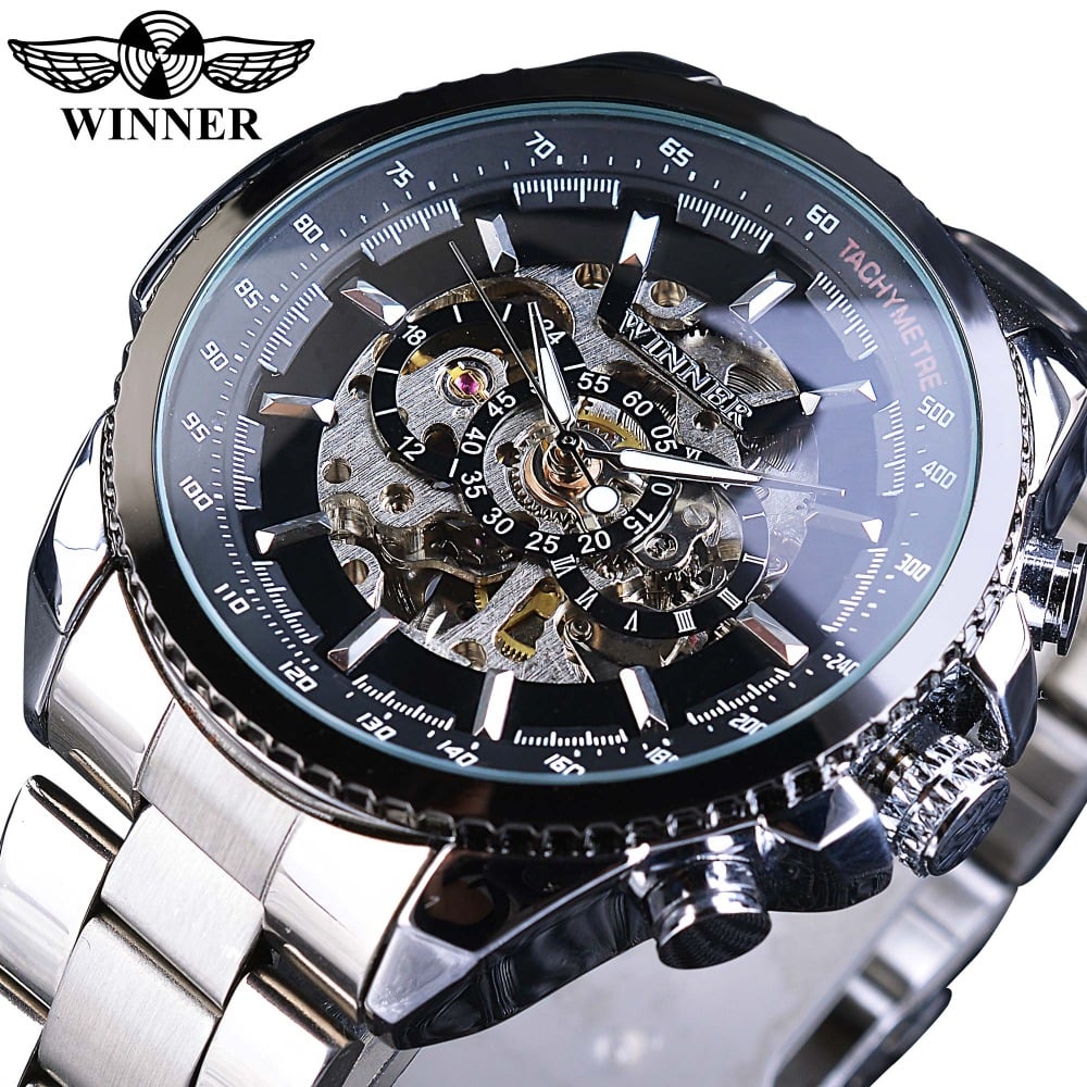 Winner Sport Design Bezel Golden Watch Mens Watches Top Brand