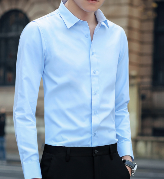 chinese dress ladies Korean Loose Fit Long-Sleeve Shirt for Men - Black - Size M