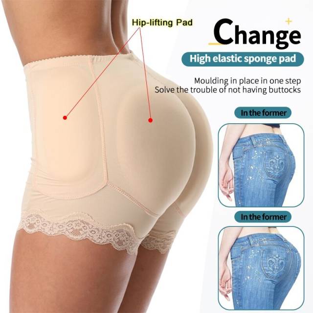 Women Butt Lifter Panties, Sponge Thigh Pad Pants for Hourglass Figure Hip  Padded Panty Shapewear (Color : Beige, Size : S) : : Fashion