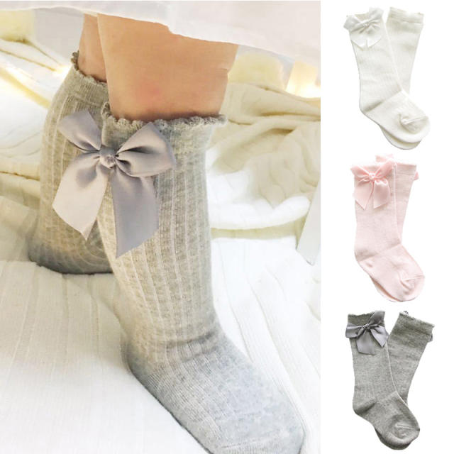 Baby Girls Socks Knee High Princess Socks With Bows Girl Cute Baby Sock  Cotton Long Tube Children Socks