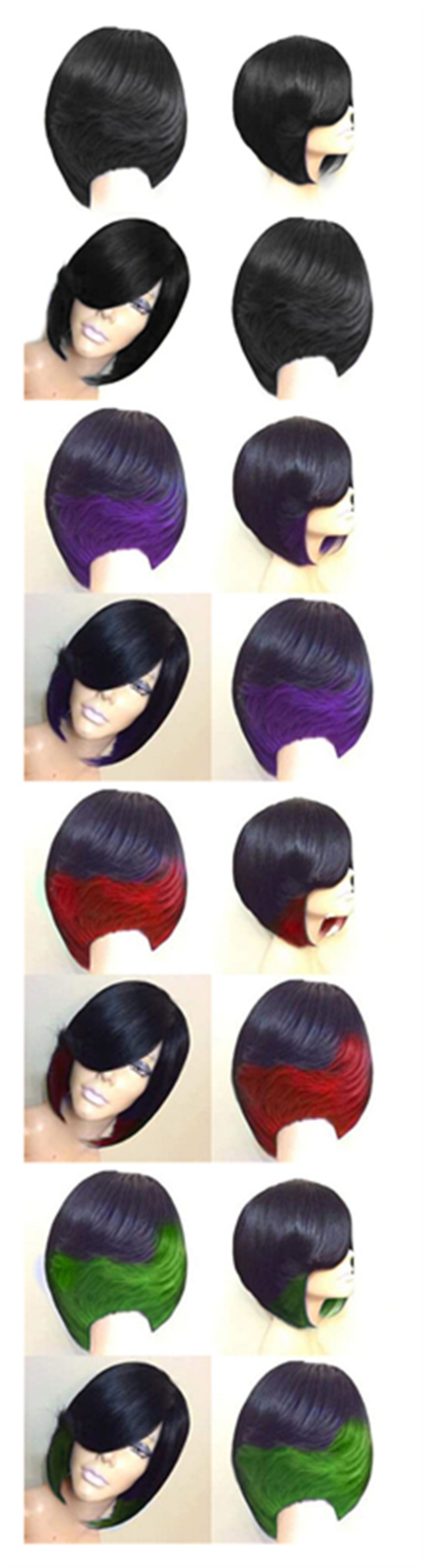 Buy Your Style Synthetic Short Ombre Colored Female Bob Wigs For