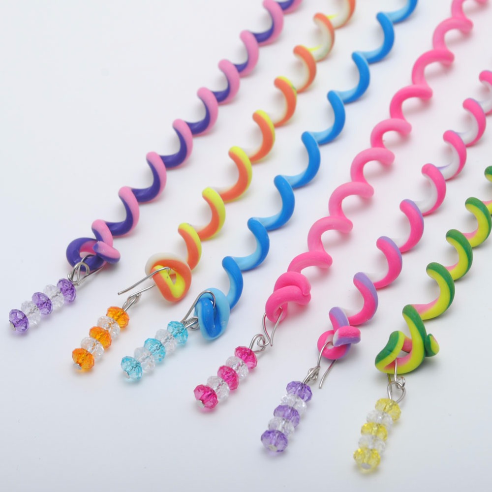 6pcs Rainbow Random Color Headband Girl Crystal Long Elastic Hair Band Headwear