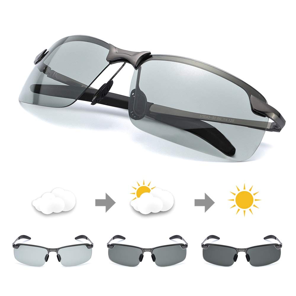 Men's photochromic sunglasses hot sale with polarized lens