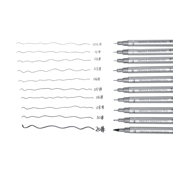 Needle Drawing Pen Art Drawing Fineliner Pens Brush Set Signature Waterproof  Lnk 10 Pcs 