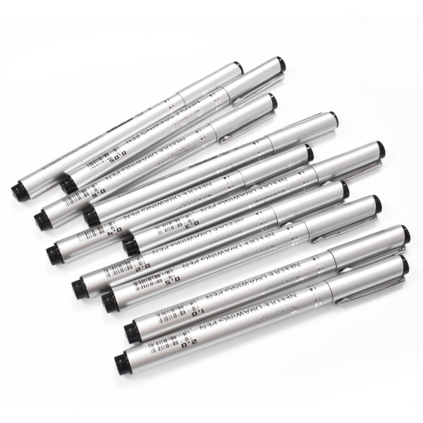 Japanese Uni Needle Gel Pen Waterproof Brush Soft Head Slash Pen Drawing  Hand-painted Sketch Set PIN-200 Art Supplies