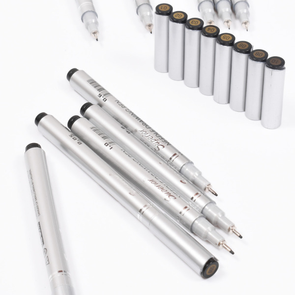 10pcs Needle Drawing Pen Waterproof Sketch Pigment Fine Liner Pen Set  Professional Marker Hook Pens For Signature Artist + Brush