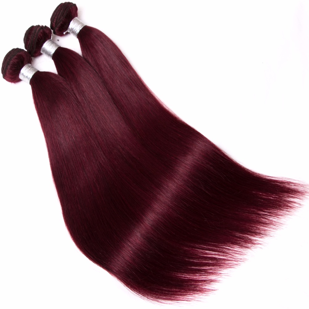 Buy Pre Colored Hair Weave Wine Red Human Hair Bundles 3pc