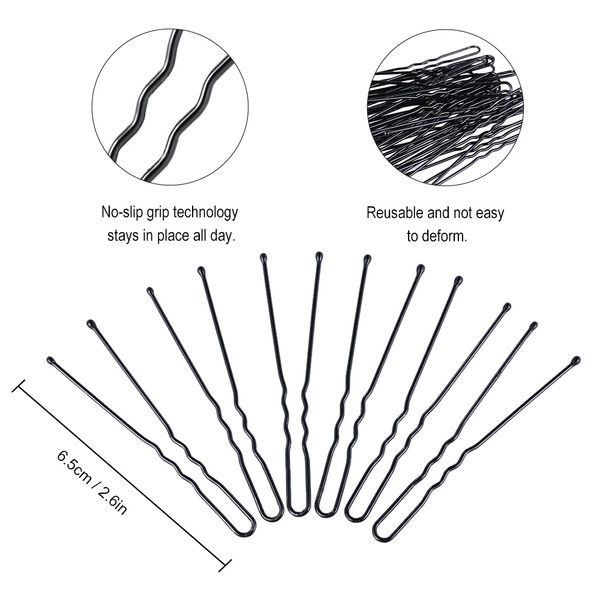 Buy 300pcs Bobby Pins U Shape Black Hairpins No Slip Grip Thin