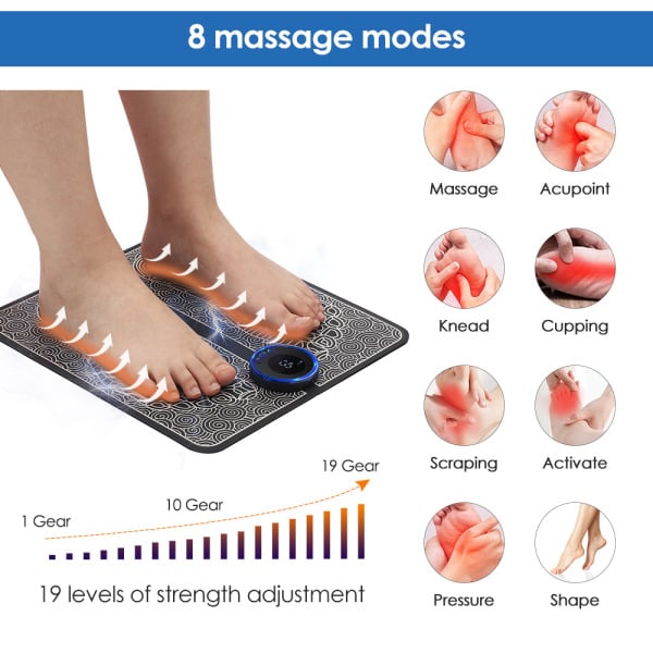 EMS Foot Massager Pulse Acupuncture Massage Pad USB Charging Foot Massage Machine Leg Beauty Instrument