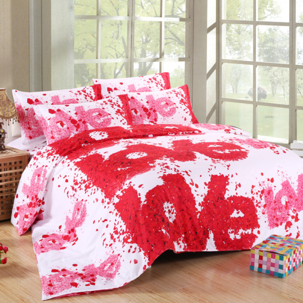 Buy Red Rose Floral Printed King Size Bed Sheets With Set of 2 Pillow –