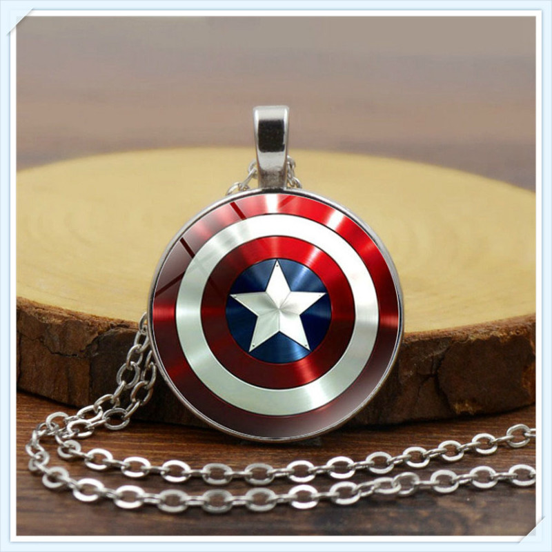 Silver Chain Captain America Necklace