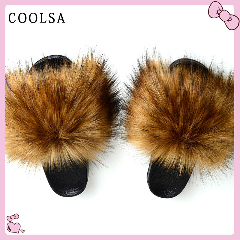 Faux fox hot sale fur sliders