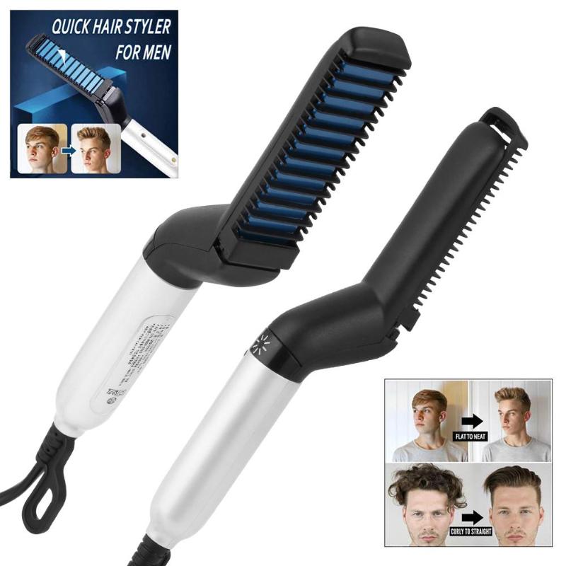 Multi functional 25W Electric Hair Comb Curling Iron Straighten Hair Curler Men Hair Styling Combs Quick Curling Straight Brush