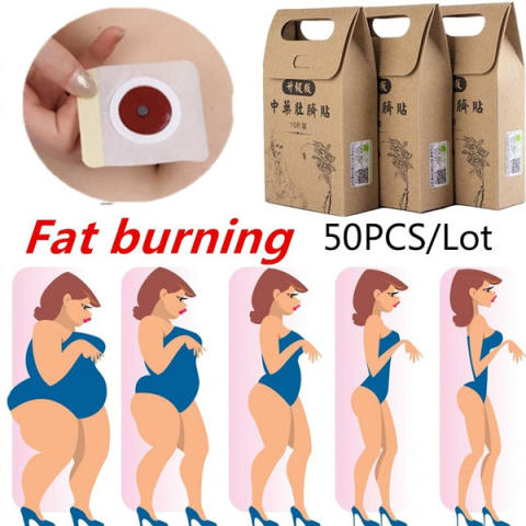 50pcs Chinese Medicine Weight Loss Navel Sticker Magnetic Slim Detox  Adhesive Sheet Fat Burning Slimming Diet Patch Pads