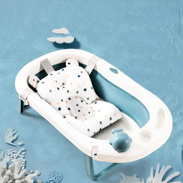 Baby Shower Bath Tub Pad Non-Slip Bathtub Seat Support Mat Newborn Safety  Security Bath Support Cushion Foldable Soft Pillow