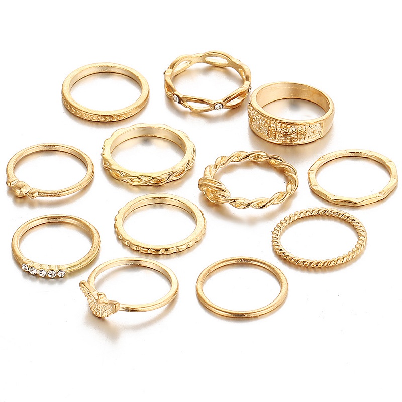 13pcs Charm Vintage Gold Bohemian Midi Finger Ring Set Punk Style Jewelry Gift