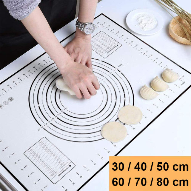 4 Sizes Non-slip Non Stick Silicone Pastry Mat Silicone Baking Mat Counter  Mat Dough Rolling Mat Oven Liner Fondant Pie Kneading Mat