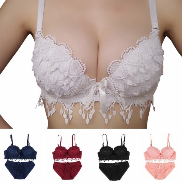 Europe Sexy Lace Front Closure Bra Set High Quality Women's Underwear  Embroidery Push Up Bras Sexy Hollow Panties Lingerie Set Q0705
