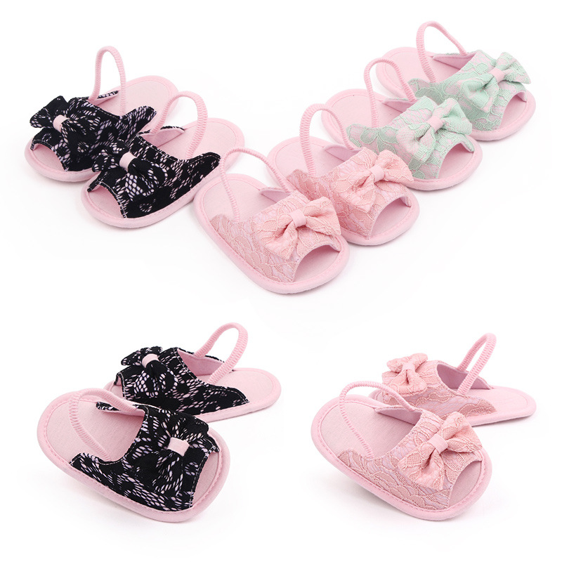 Baby Girls Eyelet Lace Bow Soft-Sole Sandals Size1 0-6M - Walmart.com