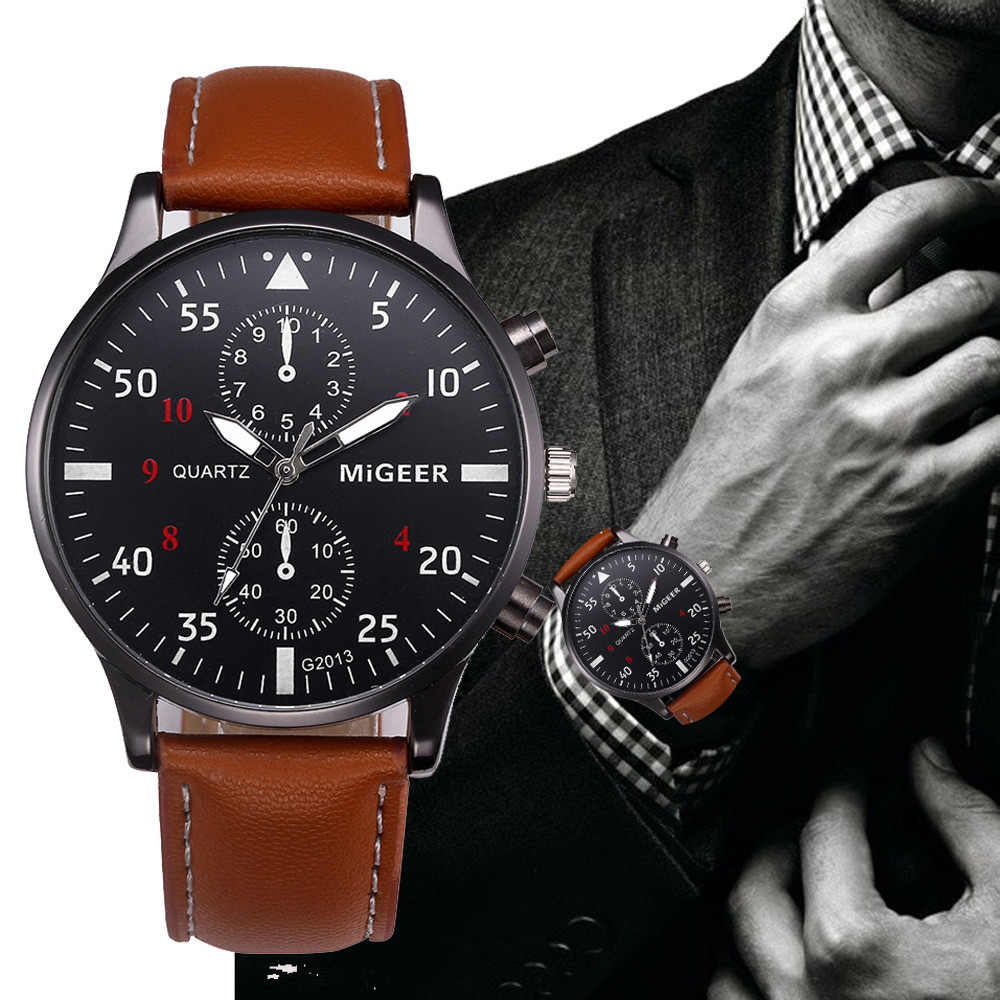 Retro Design Leather Band Watches Men Top Brand Relogio Masculino