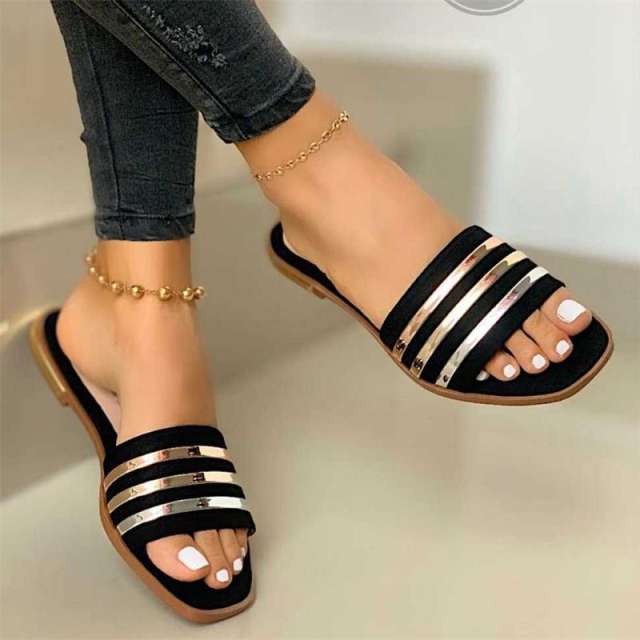 Fashion Slippers Women Summer Outdoor Shoes Flat Open Toe Slippers Summer  Casual Fashion Home Basic Sandals Bathroom Slippers