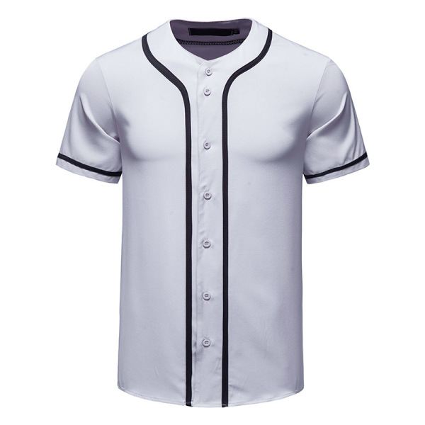 Men's Solid Baseball Jersey, Active Classic Design Button Up Short Sleeve Uniform Baseball Shirt for Training Competition S-XXXL,Temu