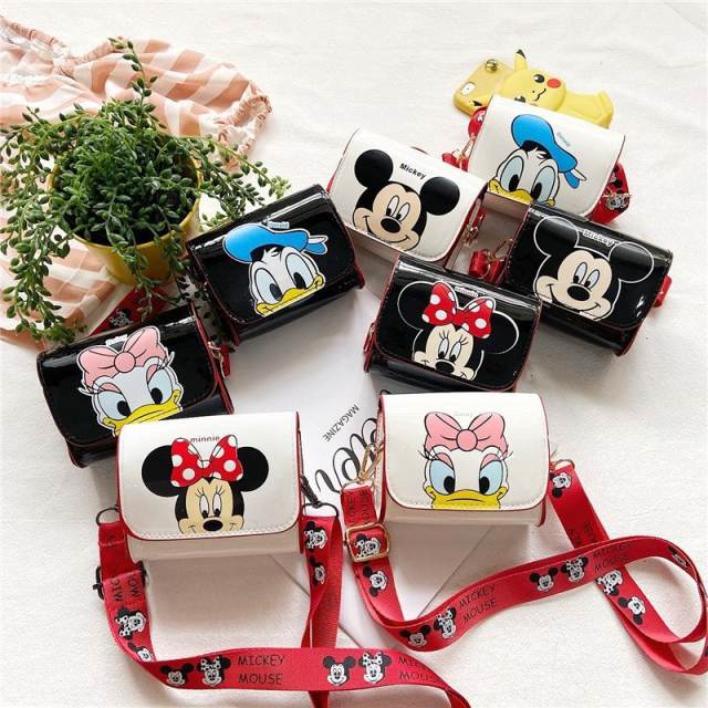 Disney Mickey Girls Shoulder Messenger Bag 3D Cartoon Fashion Mini Coin  Purse Round Storage Bag Children's Birthday Gift