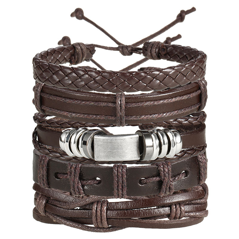 If me vintage leaf feather multilayer leather bracelet men fashion braided handmade star deals rope wrap bracelets & bangles male gift