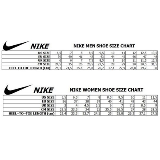 nike men's sneaker size to women's
