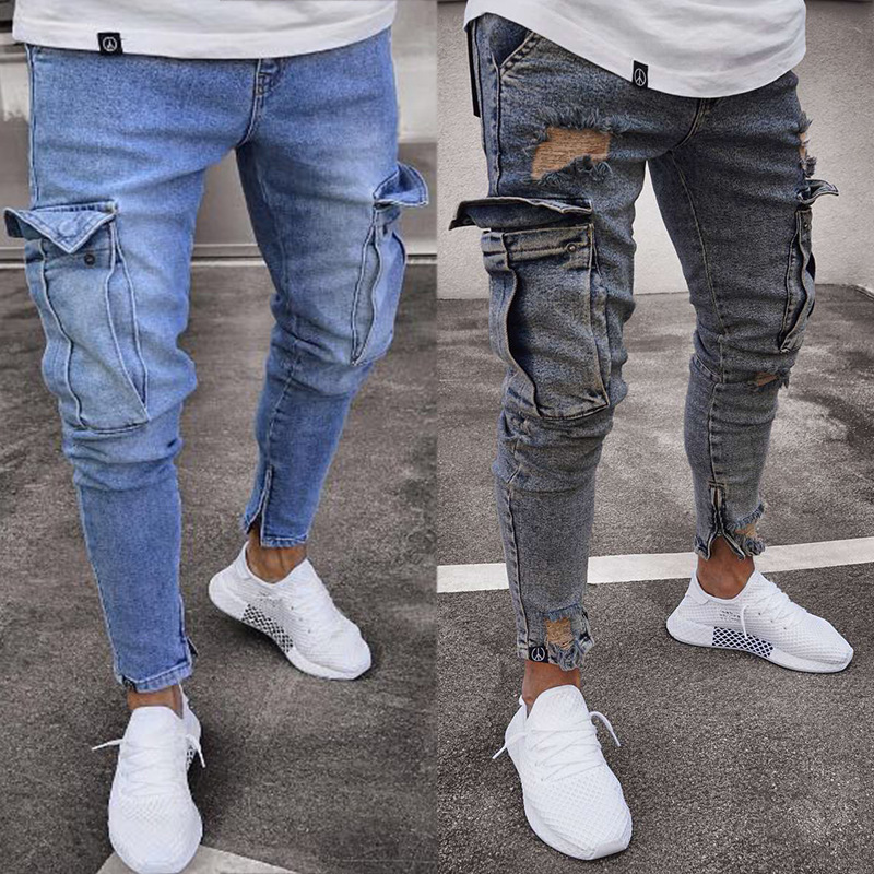 Ripped Knee Holes Distressed Denim Jeans With Holes – sunifty