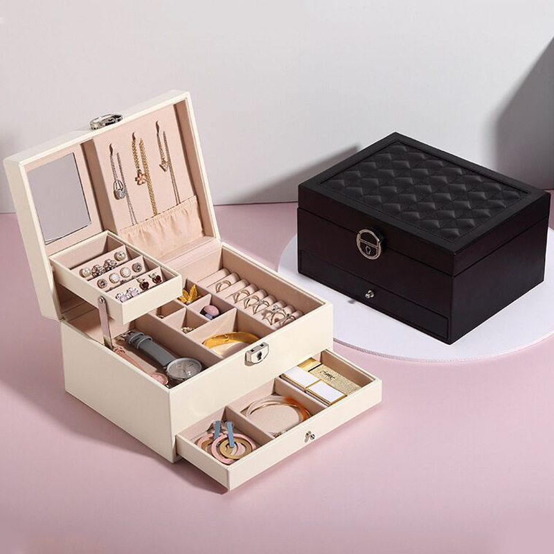 New leather jewelry box Korean jewelry storage box